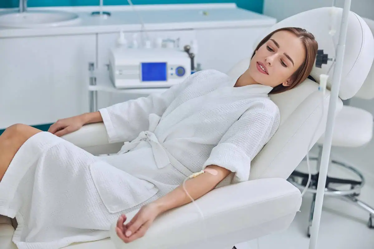 Woman getting IV drip | Urban Medspa & Weight Loss Center | Charlotte, NC